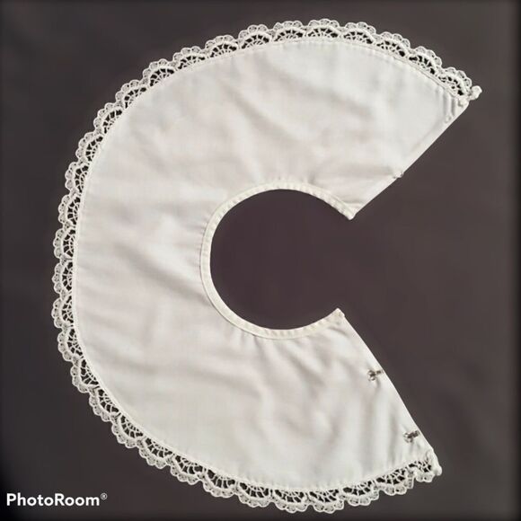 Vintage Handmade Cotton Lace Trim Eye Hook Closure Collar - Picture 3 of 8